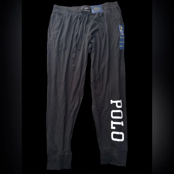 New men’s Polo Black Sweatpants with Bold White Logo 2XL - Picture 1 of 4